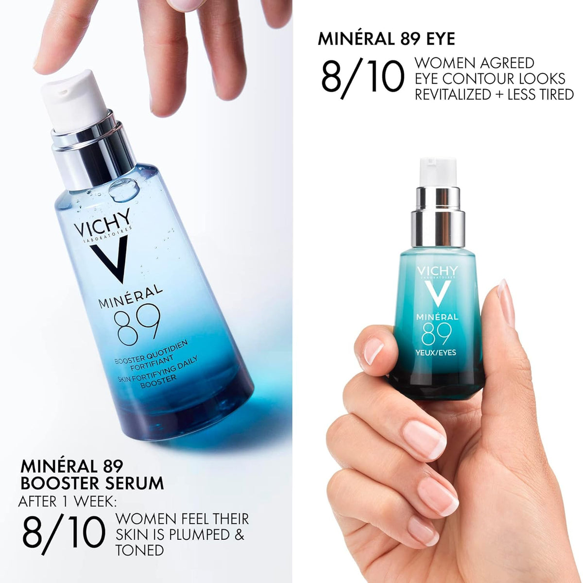 Vichy Mineral 89 Fortifying & Hydrating Daily Skin Booster | Pure Hyaluronic Acid Serum For Face | Plumps & Hydrates | Repairs Skin Barrier| Lightweight Moisturizing Gel | Fragrance Free & Oil-Free