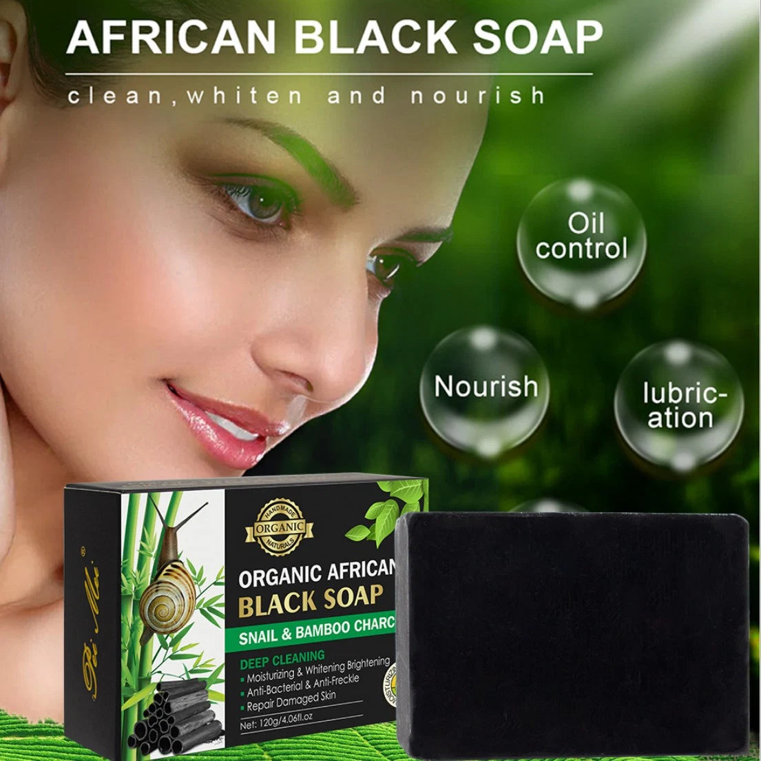 Organic Handmade African Black Soap for Dark Remover Skin Whitening Soap