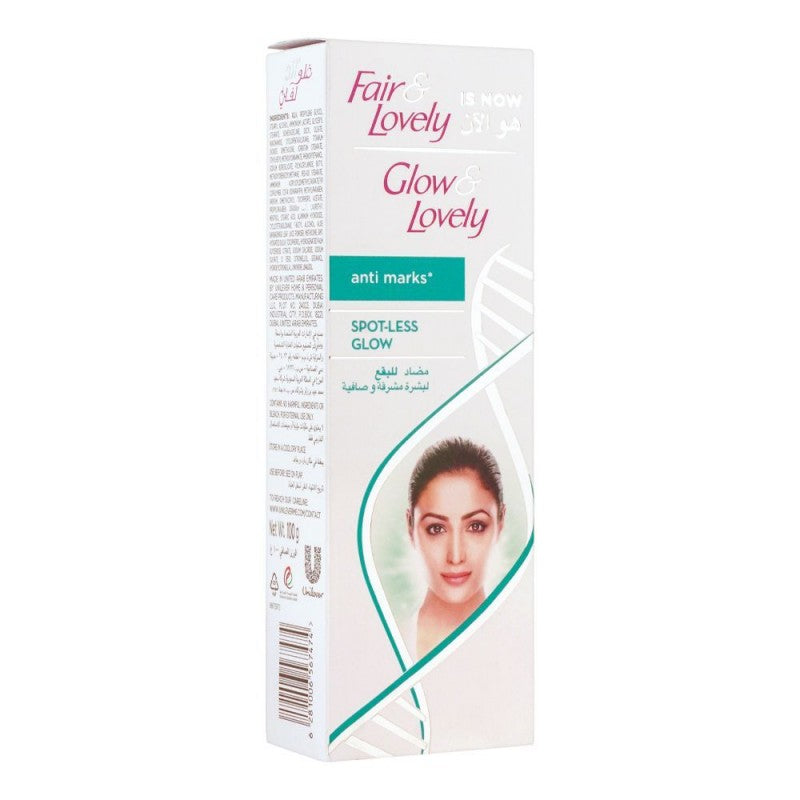Fair & Lovely Is Now Glow & Lovely Anti Marks Spot-Less Glow Cream, 100g