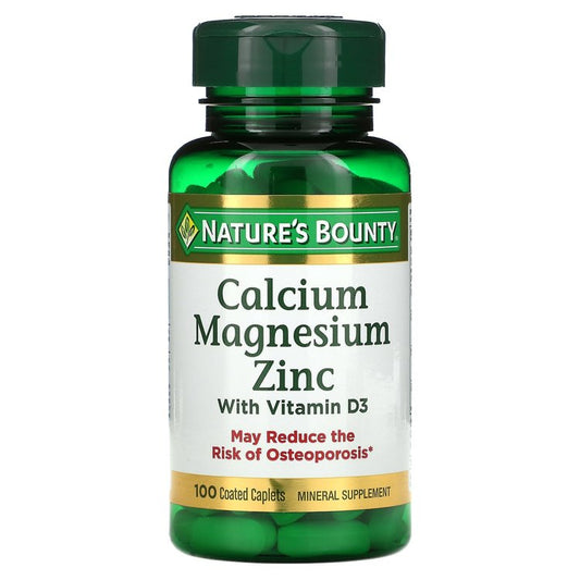 Nature's Bounty Calcium Magnesium & Zinc Caplets, Immune & Supporting Bone Health, 100 Count