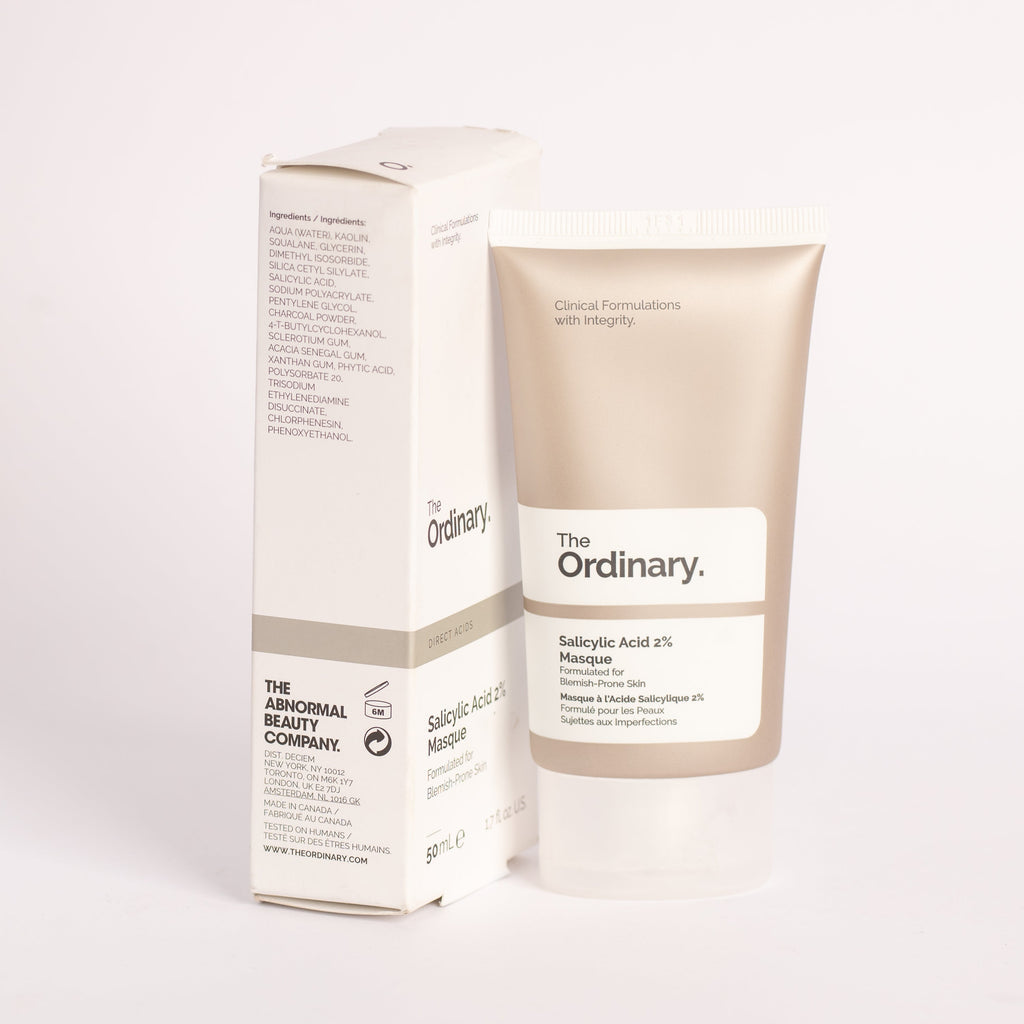 The Ordinary skincare product and packaging on a white background

