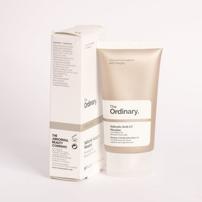 The Ordinary skincare product and packaging on a white background

