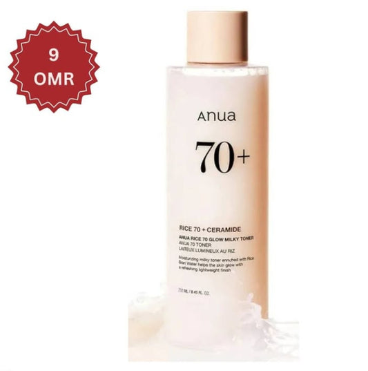 Skincare bottle labeled 'Anua' with text and a price tag on a white background

