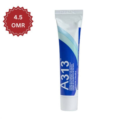 A313 tube of cream with a red price tag label on a white background

